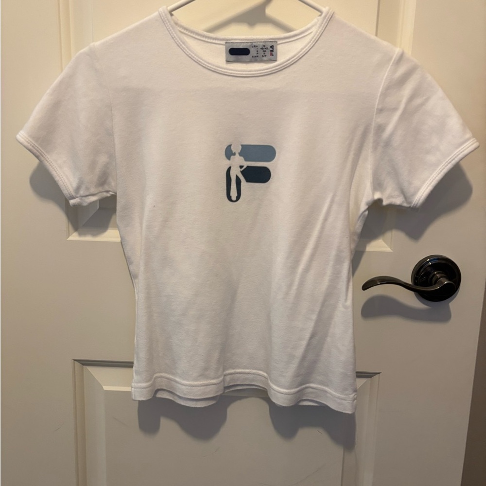Vintage fila 100% cotton baby tee made in Canada white crop top t shirt 90s
